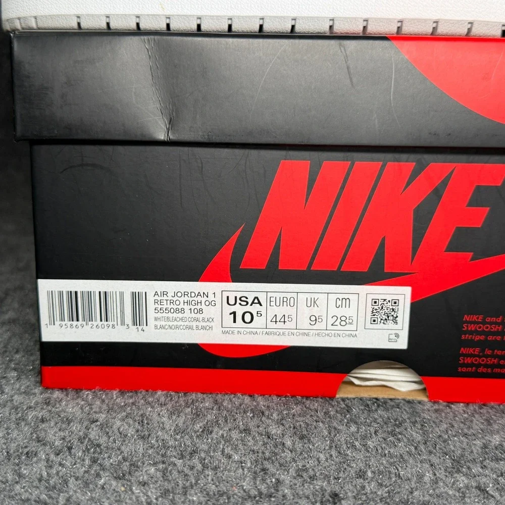 Air Jordan 1 Retro High OG Stage Haze Shoes Men's 10.5 White Grey Black Athletic